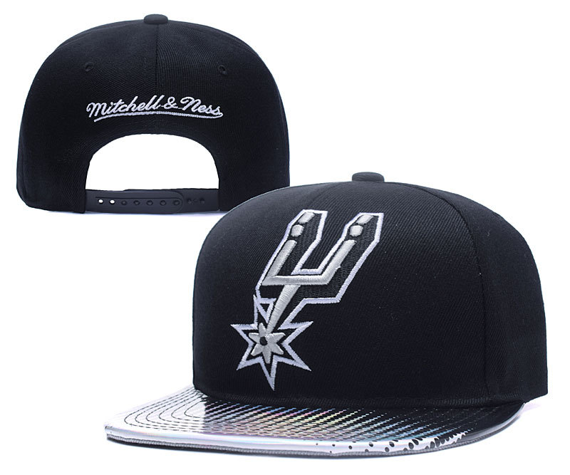 Spurs Team Logo Black Mitchell & Ness Adjustable Hat YD