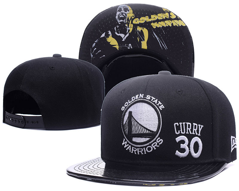 Warriors 30 Stephen Curry Black Adjustable Hat YD