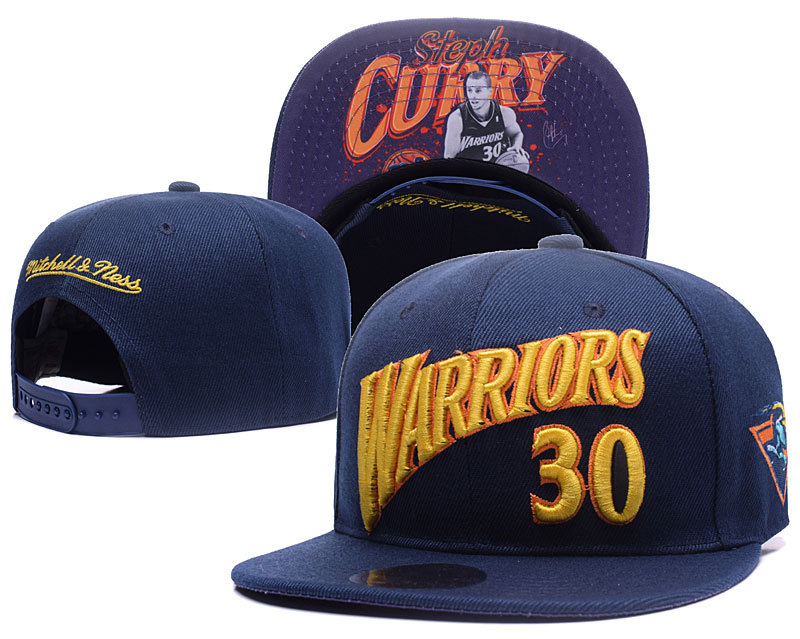 Warriors 30 Stephen Curry Navy Mitchell & Ness Adjustable Hat YD