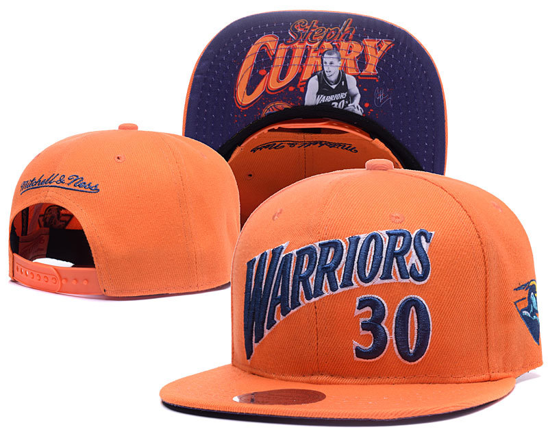 Warriors 30 Stephen Curry Orange Mitchell & Ness Adjustable Hat YD