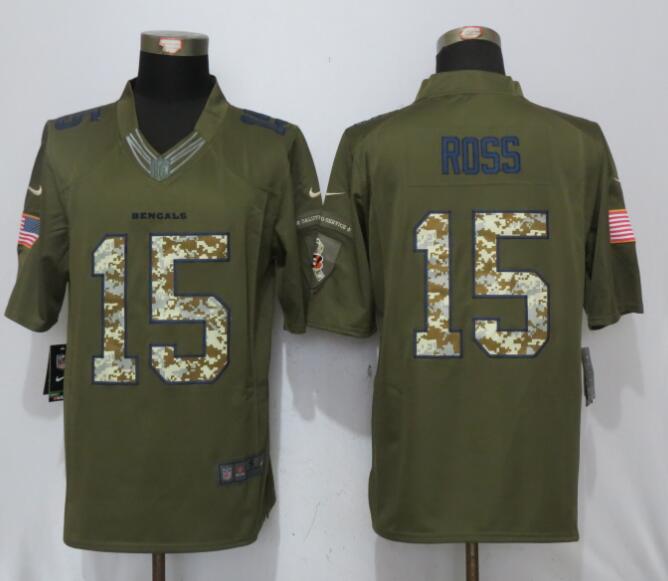 Nike Bengals 15 John Ross Green Salute to Service Limited Jersey