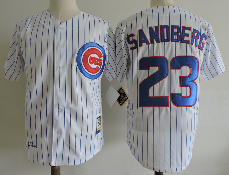 Cubs 23 Ryne Sandberg White 1990 Cooperstown Collection Jersey