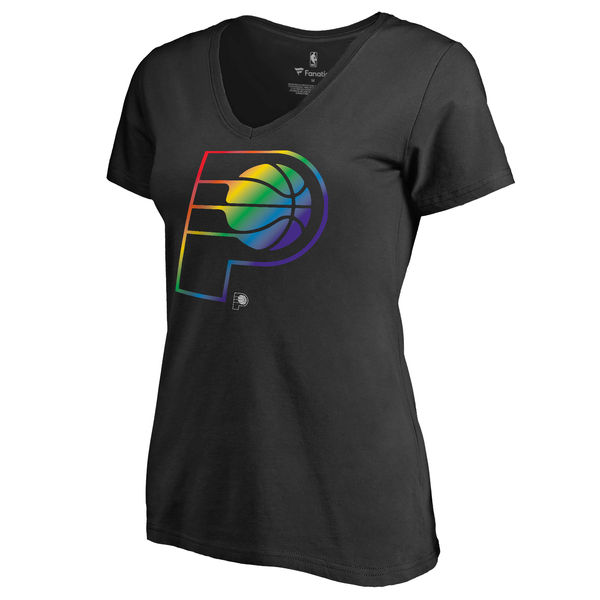 Women's Indiana Pacers Fanatics Branded Black Team Pride Slim Fit V Neck T-Shirt