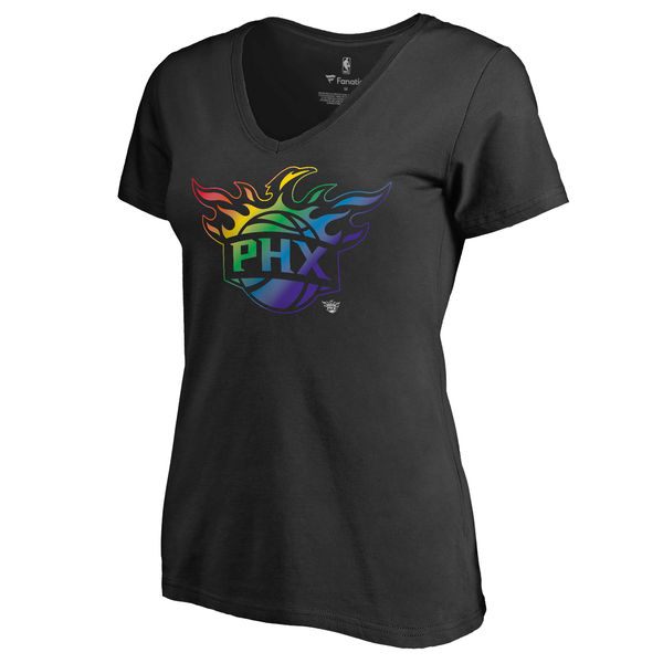 Women's Phoenix Suns Fanatics Branded Black Team Pride Slim Fit V Neck T-Shirt