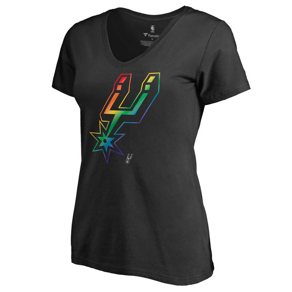 Women's San Antonio Spurs Fanatics Branded Black Team Pride Slim Fit V Neck T-Shirt