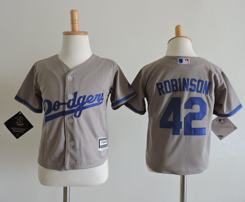 Dodgers 42 Jackie Robinson Gray Toddler Cool Base Jersey