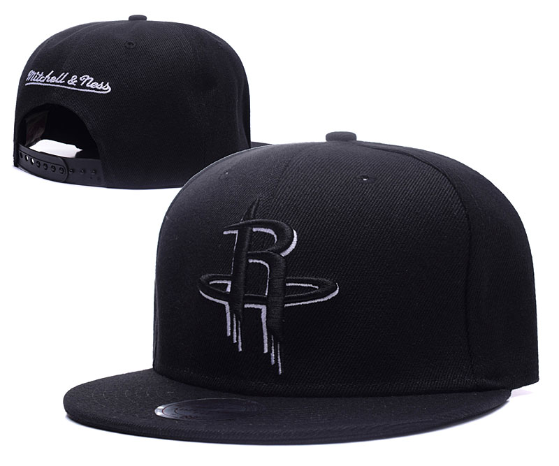 Rockets Team Logo Black Mitchell & Ness Adjustable Hat GS
