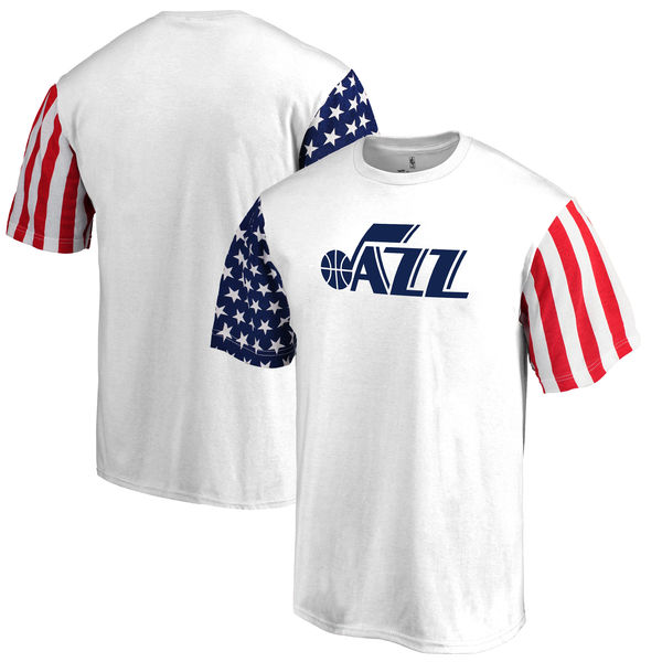 Utah Jazz Fanatics Branded Stars & Stripes T-Shirt White