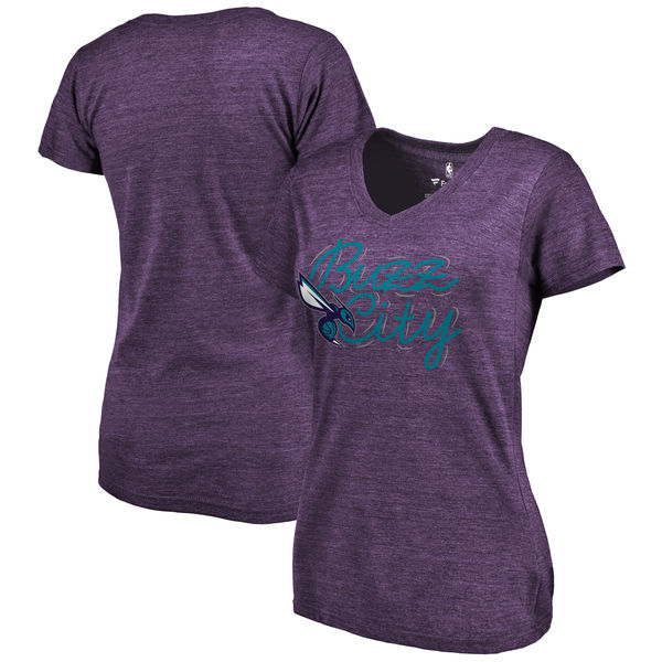 Charlotte Hornets Fanatics Branded Women's Hometown Collection Buzz Script Tri Blend T-Shirt Purple