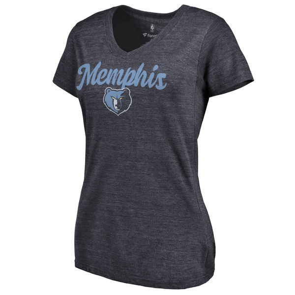 Memphis Grizzlies Women's Freehand Tri Blend V Neck T-Shirt Navy