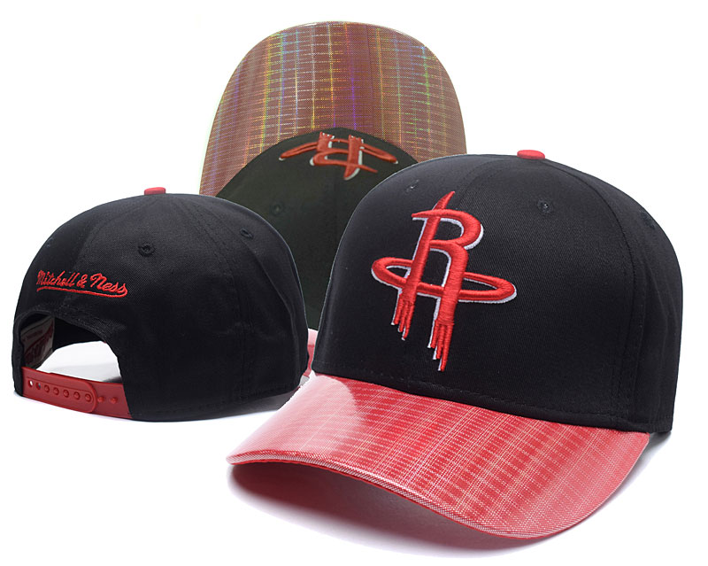 Rockets Team Logo Black Mitchell & Ness Peaked Adjustable Hat GS