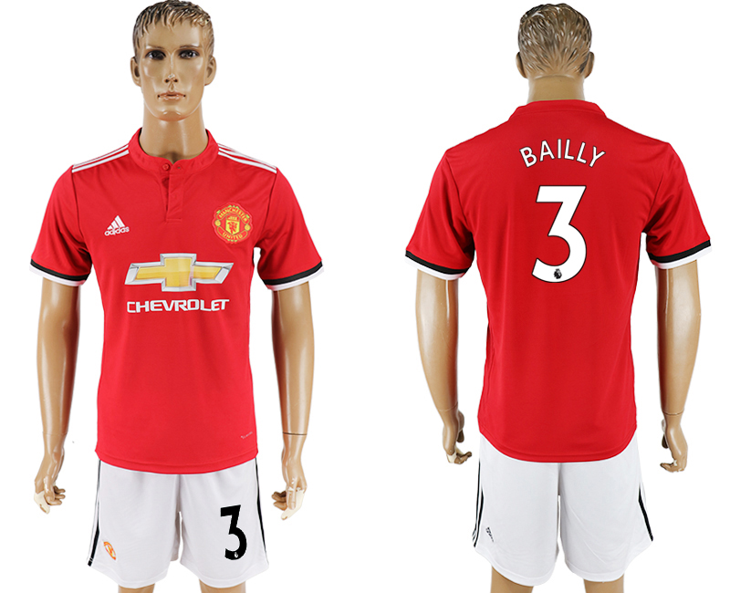 2017-18 Manchester United 3 BAILLY Home Soccer Jersey