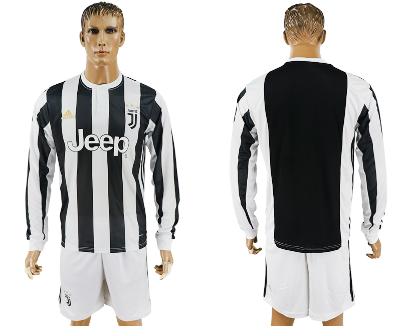 2017-18 Juventus Home Long Sleeve Soccer Jersey