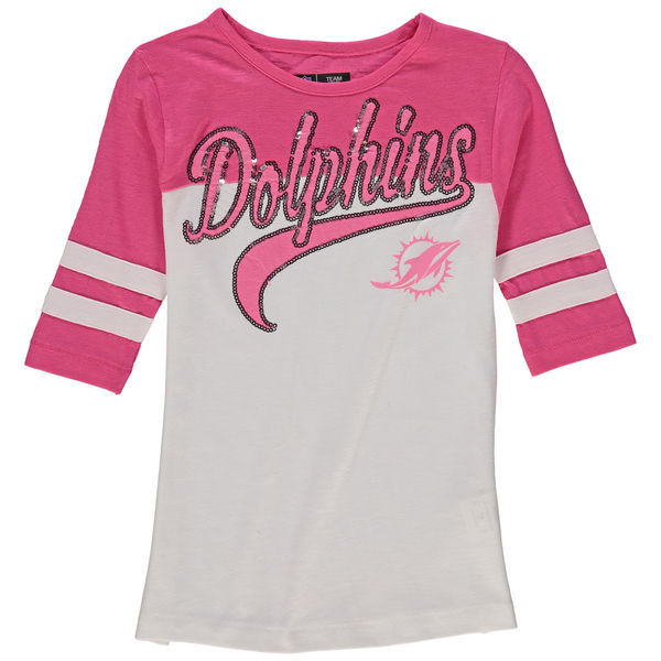 Miami Dolphins 5th & Ocean Women's Half Sleeve T-Shirt Pink