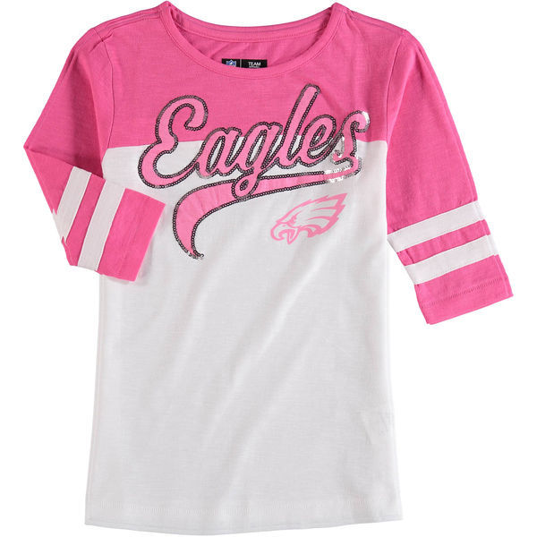 Philadelphia Eagles 5th & Ocean Women's Half Sleeve T-Shirt Pink