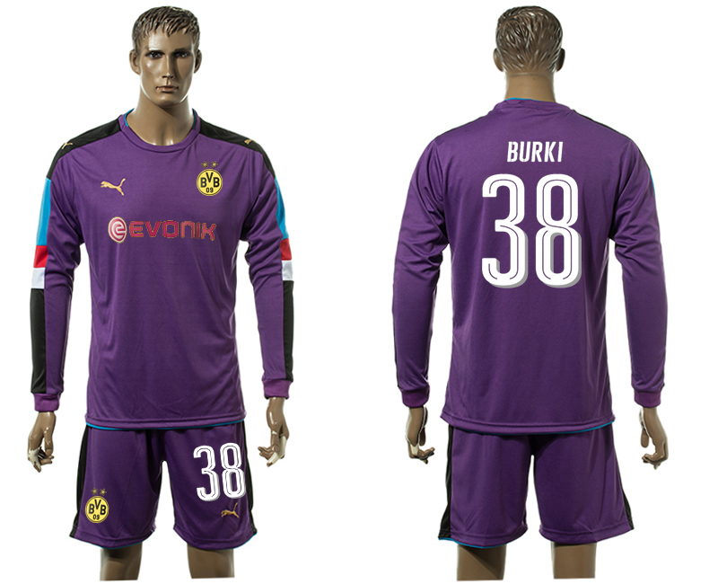 2017-18 Dortmund 38 BURKI Purple Goalkeeper Long Sleeve Soccer Jersey
