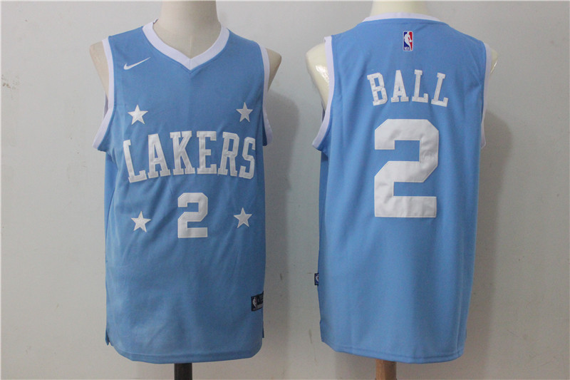 Lakers 2 Lonzo Ball Light Blue Nike Stitched Jersey