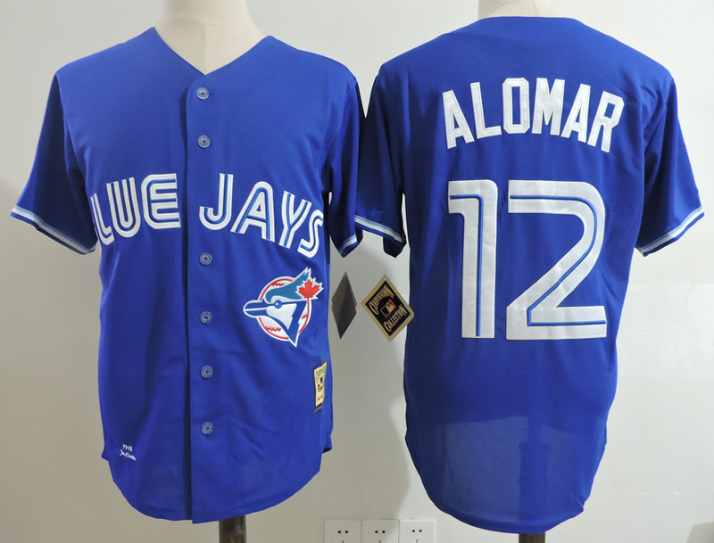 Blue Jays 12 Roberto Alomar Blue 1993 Cooperstown Collection Jersey