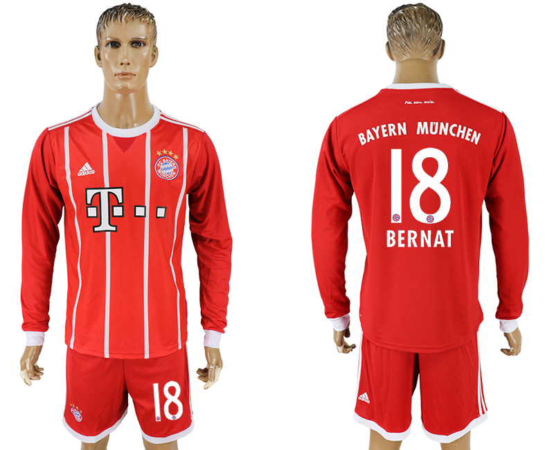 2017-18 Bayern Munich 18 BERNAT Home Long Sleeve Soccer Jersey