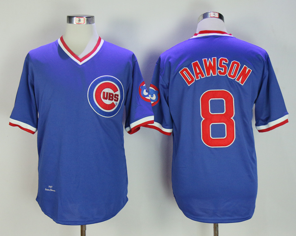 Cubs 8 Andre Dawson Blue 1987 Cooperstown Collection Jersey