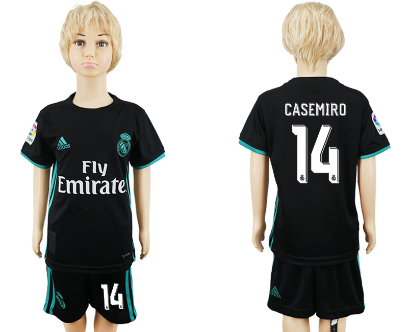 2017-18 Real Madrid 14 CASEMIRO Away Youth Soccer Jersey