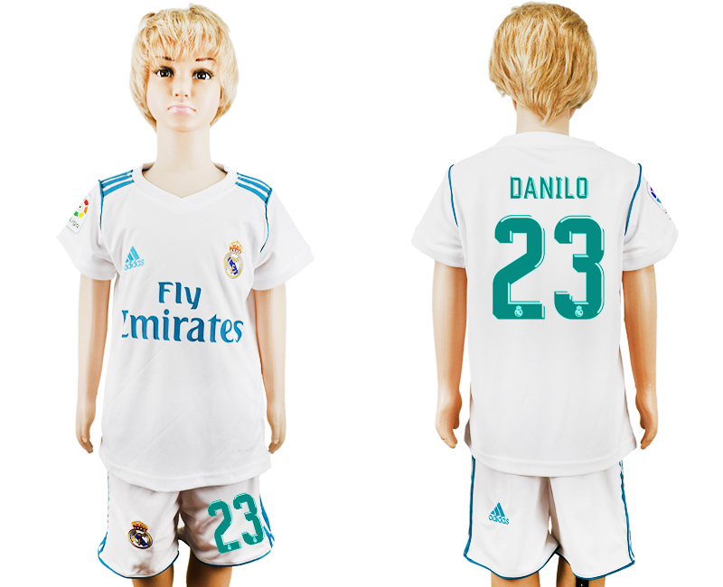 2017-18 Real Madrid 23 DANILO Home Youth Soccer Jersey