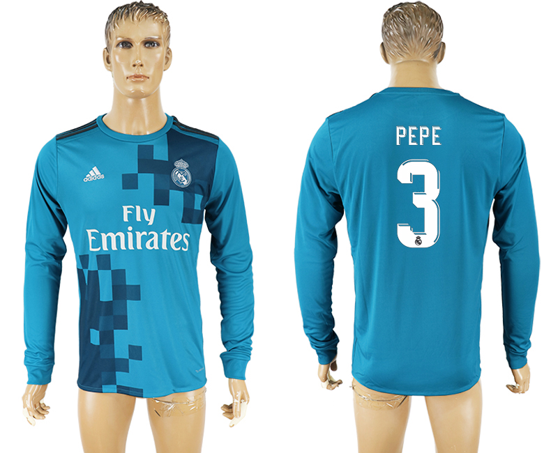 2017-18 Real Madrid 3 PEPE Third Away Long Sleeve Thailand Soccer Jersey