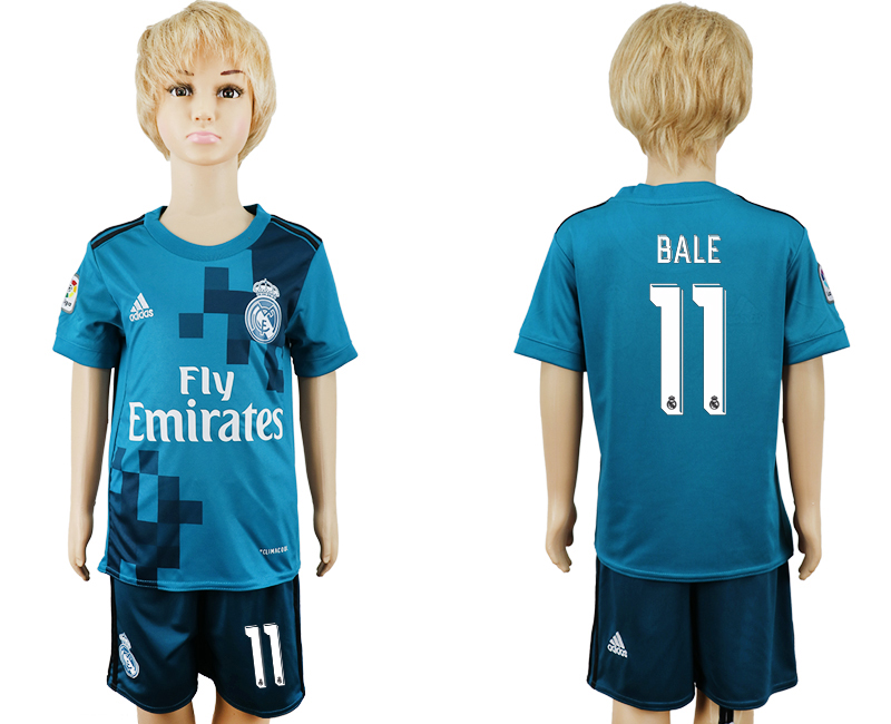 2017-18 Real Madrid 11 BALE Third Away Youth Soccer Jersey