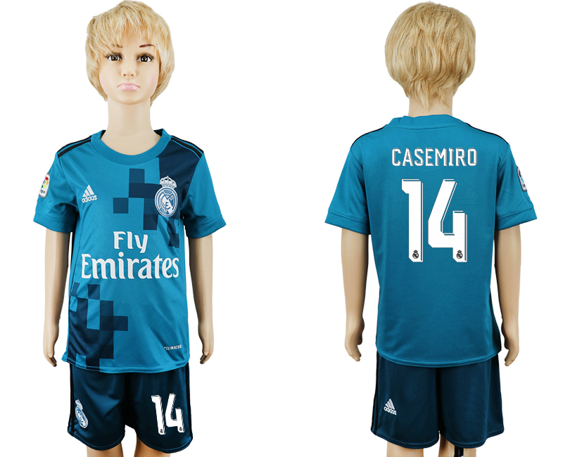 2017-18 Real Madrid 14 CASEMIRO Third Away Youth Soccer Jersey