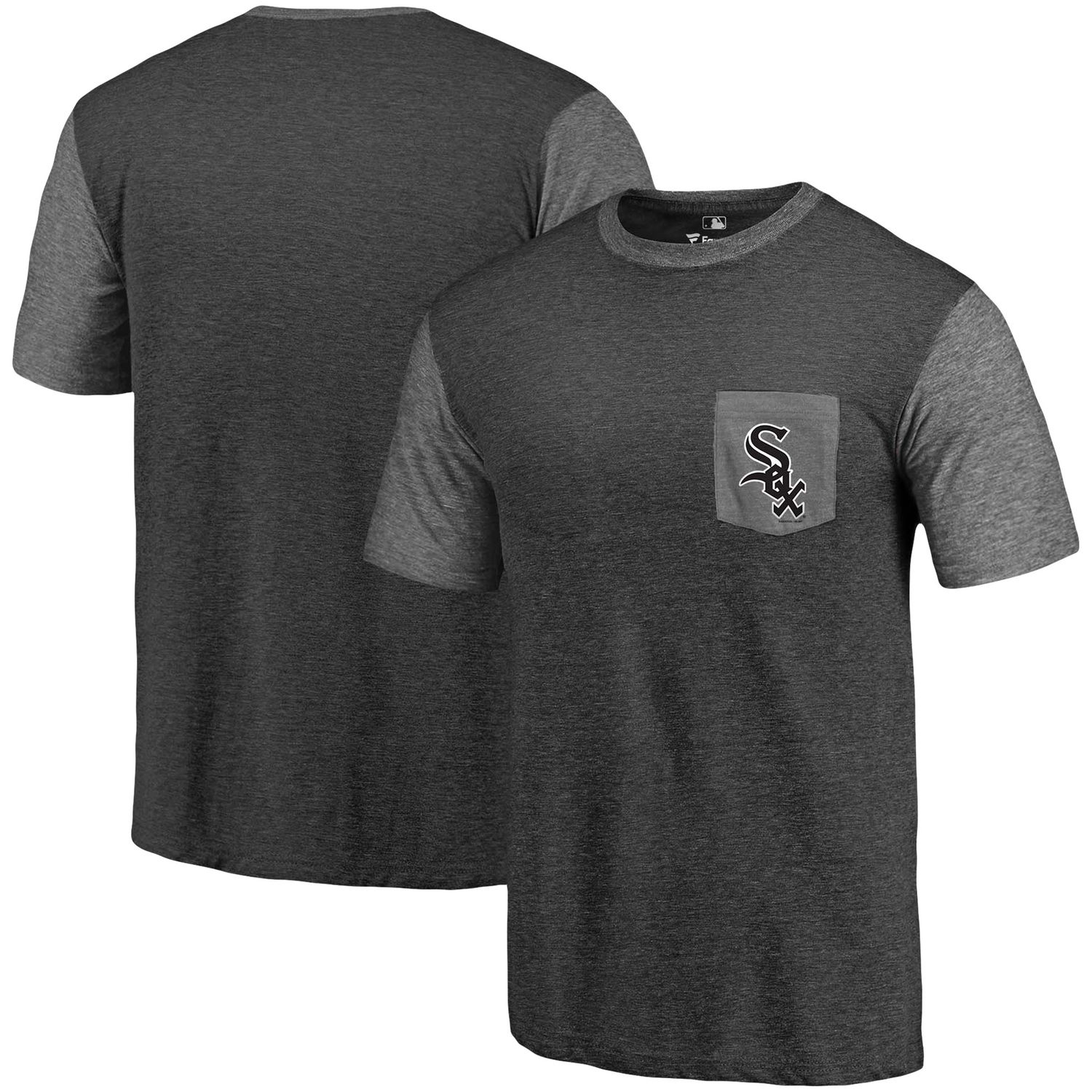 Men's Chicago White Sox Fanatics Branded Black/Heather Gray Refresh Pocket T-Shirt