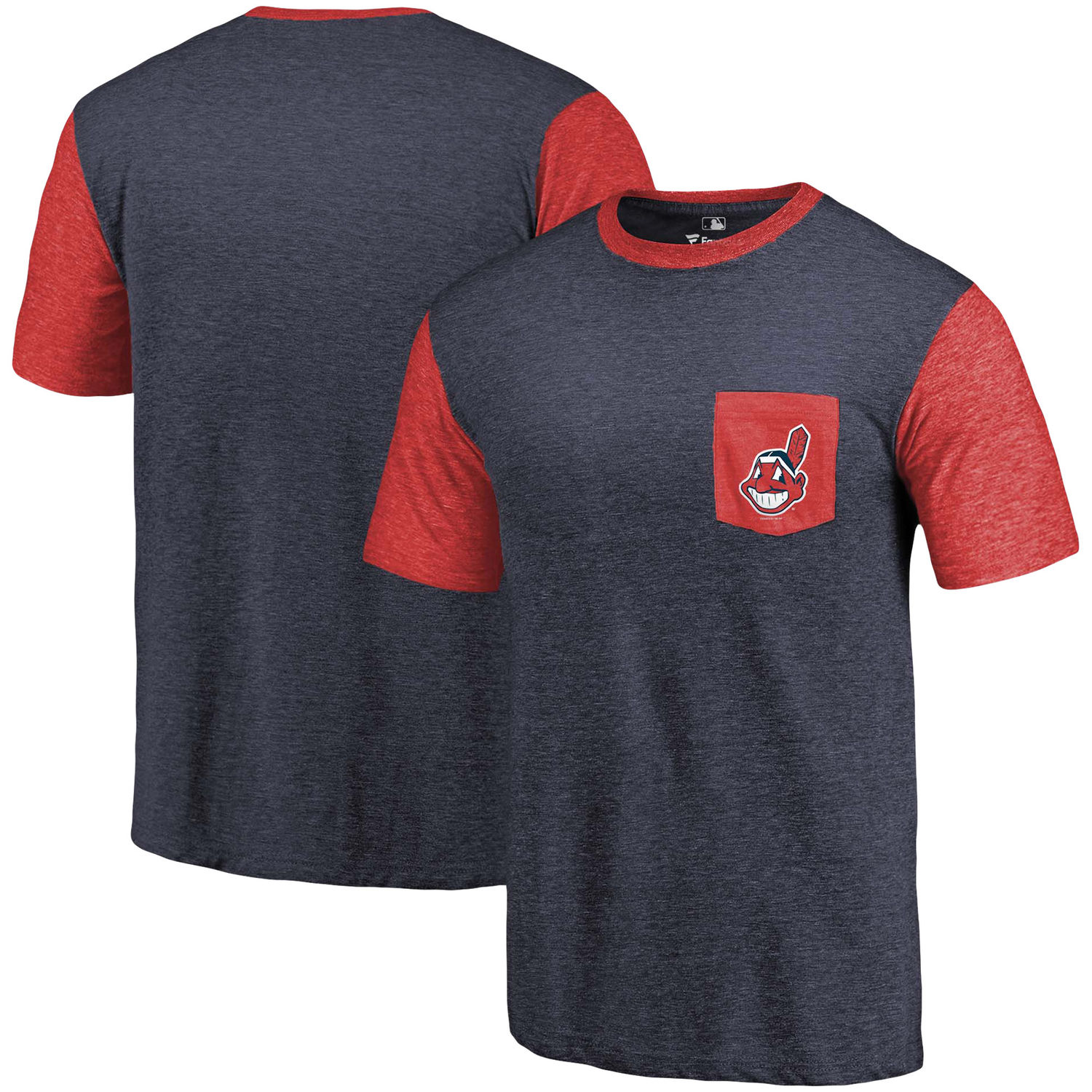 Men's Cleveland Indians Fanatics Branded Navy/Red Refresh Pocket T-Shirt