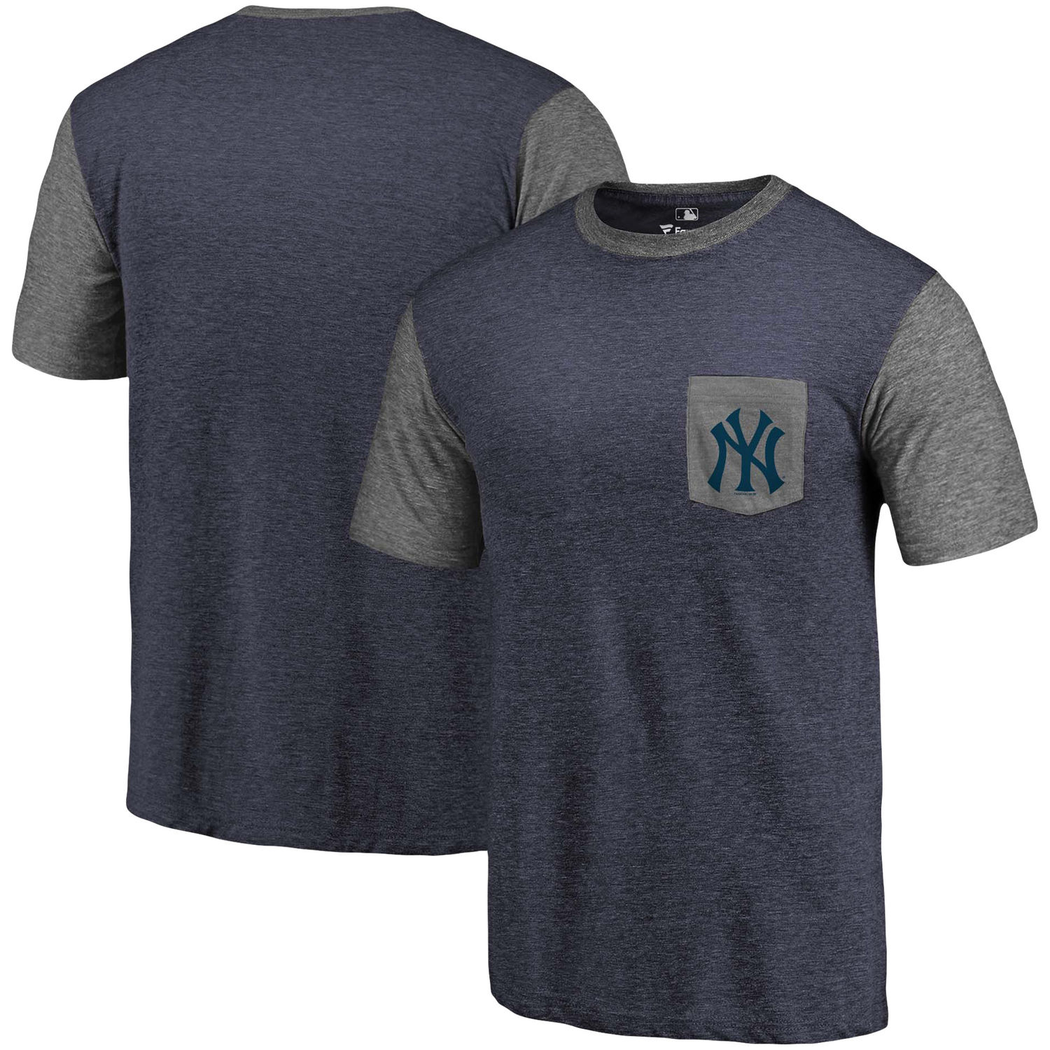 Men's New York Yankees Fanatics Branded Navy/Heathered Gray Refresh Pocket T-Shirt