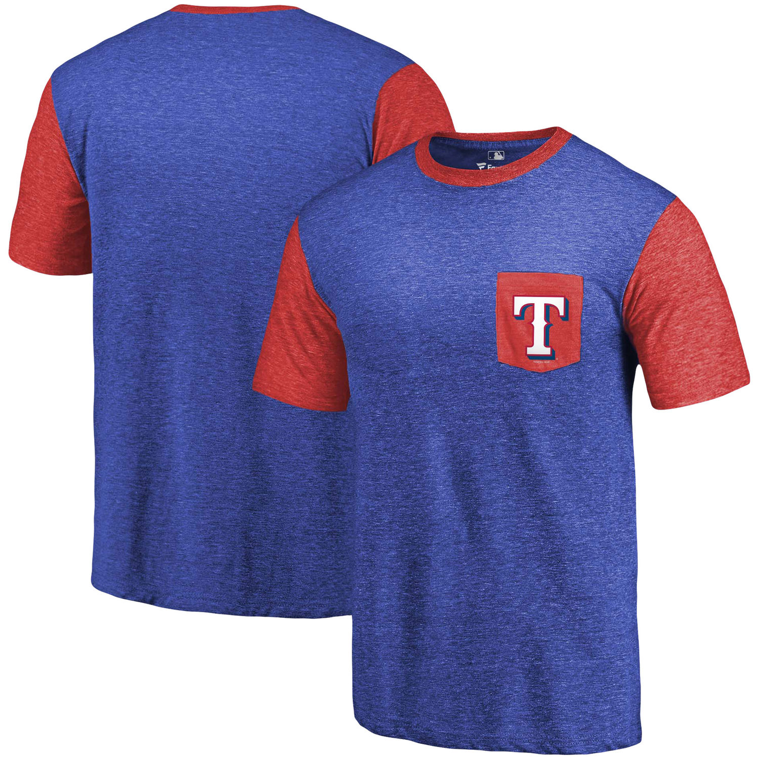 Men's Texas Rangers Fanatics Branded Royal/Red Tri-Blend Refresh Pocket T-Shirt