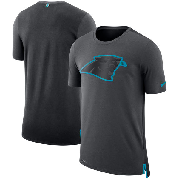 Men's Carolina Panthers Nike Charcoal/Black Sideline Travel Mesh Performance T-Shirt