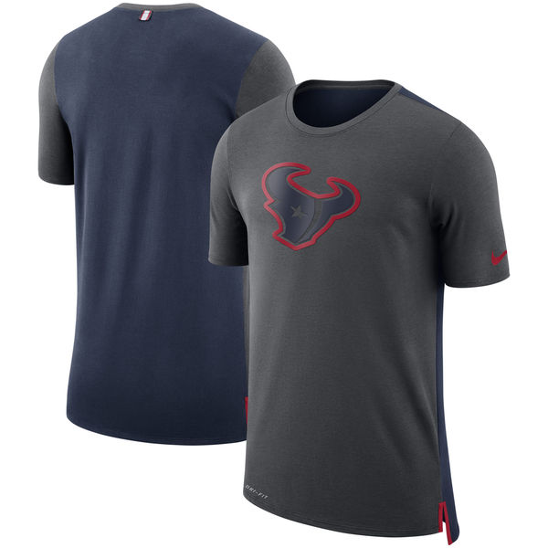 Men's Houston Texans Nike Charcoal/Navy Sideline Travel Mesh Performance T-Shirt