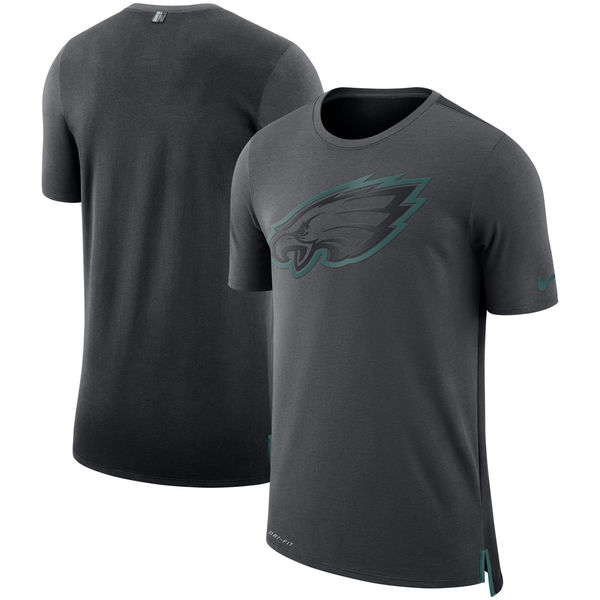 Men's Philadelphia Eagles Nike Charcoal/Black Sideline Travel Mesh Performance T-Shirt