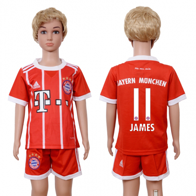 2017-18 Bayern Munich 11 JAMES Home Youth Soccer Jersey