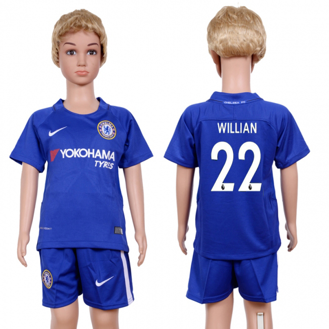 2017-18 Chelsea 22 WILLIAN Home Youth Soccer Jersey