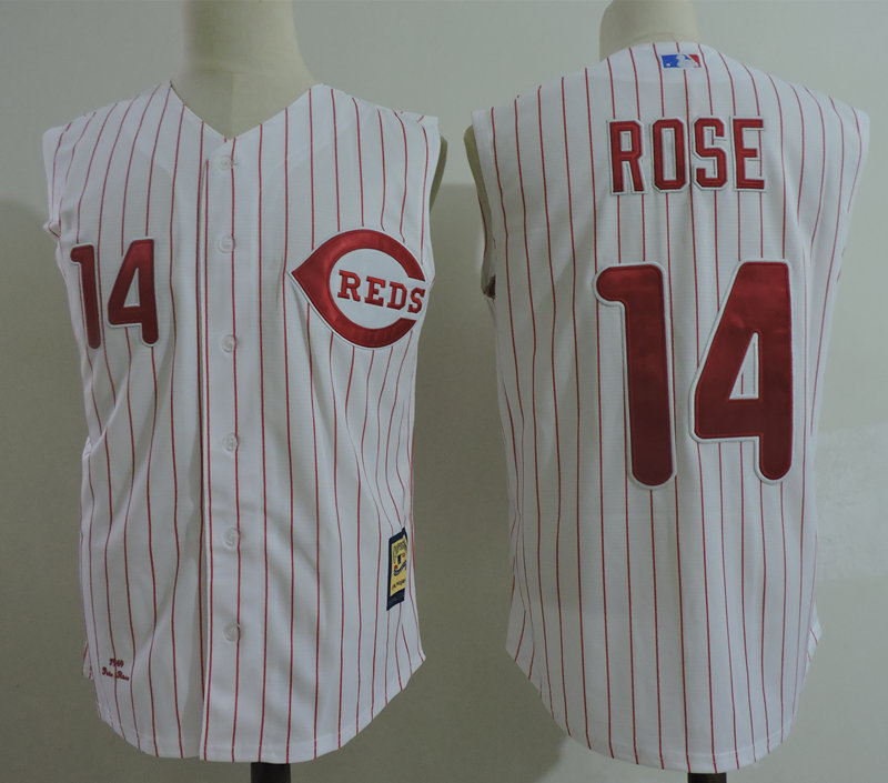 Reds 14 Pete Rose White Cooperstown Collection Player Jersey
