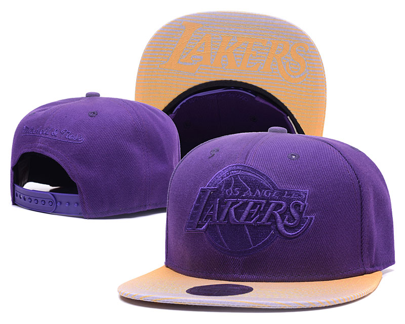 Lakers Team Logo Purple Mitchell & Ness Adjustable Hat GS