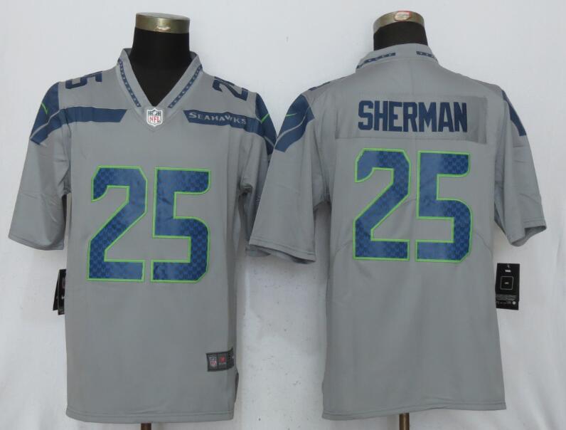 Nike Seahawks 25 Richard Sherman Gray Youth Vapor Untouchable Limited Player Jersey