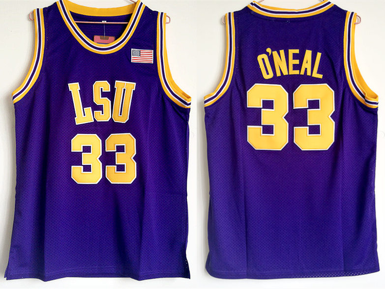 LSU Tigers 33 Shaquille O'Neal Purple College Basketball Jersey