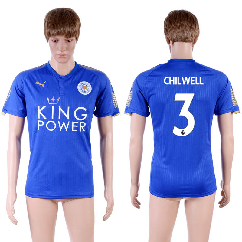 2017-18 Leicester City 3 CHILWELL Home Thailand Soccer Jersey