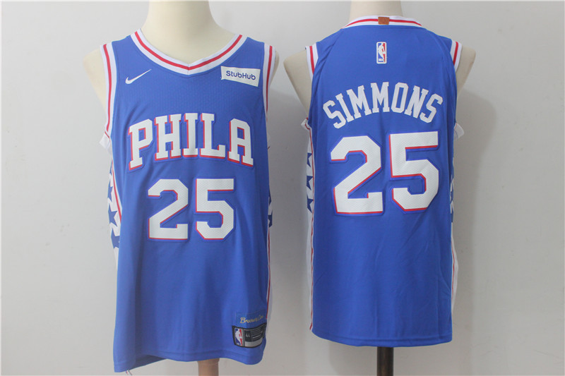 76ers 25 Ben Simmons Blue Nike Authentic Jersey