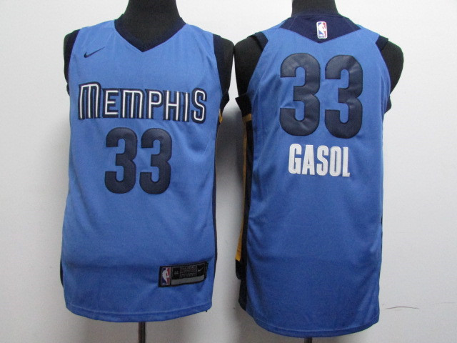 Grizzlies 33 Marc Gasol Light Blue Nike Authentic Jersey
