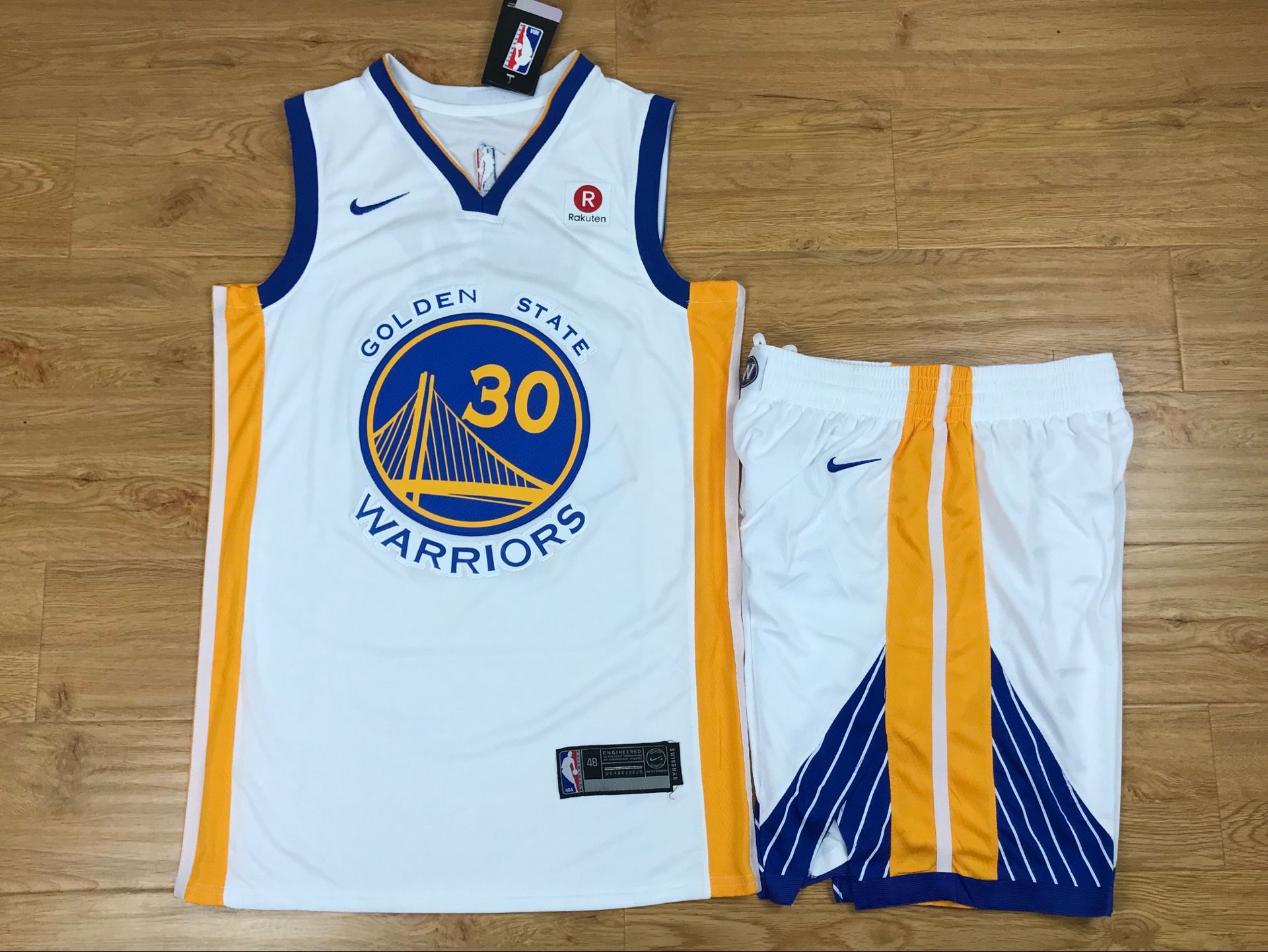 Warriors 30 Stephen Curry White Nike Swingman Jersey(With Shorts)