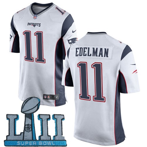 Nike Patriots 11 Julian Edelman White Youth 2018 Super Bowl LII Game Jersey