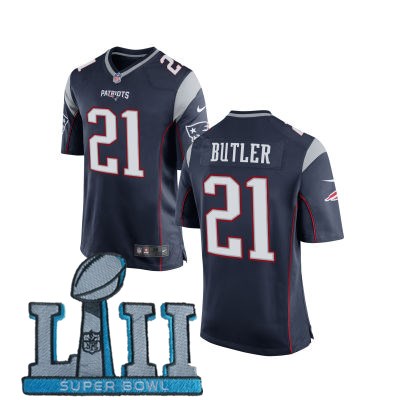 Nike Patriots 21 Malcolm Butler Navy Youth 2018 Super Bowl LII Game Jersey