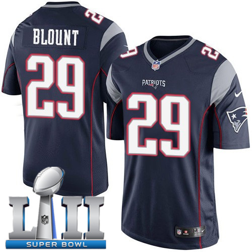 Nike Patriots 29 LeGarrette Blount Navy Youth 2018 Super Bowl LII Game Jersey