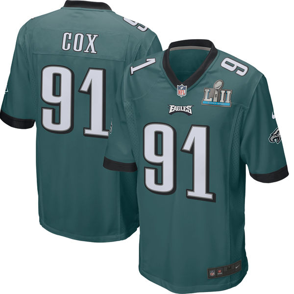 Nike Eagles 91 Fletcher Cox Green Youth 2018 Super Bowl LII Game Jersey